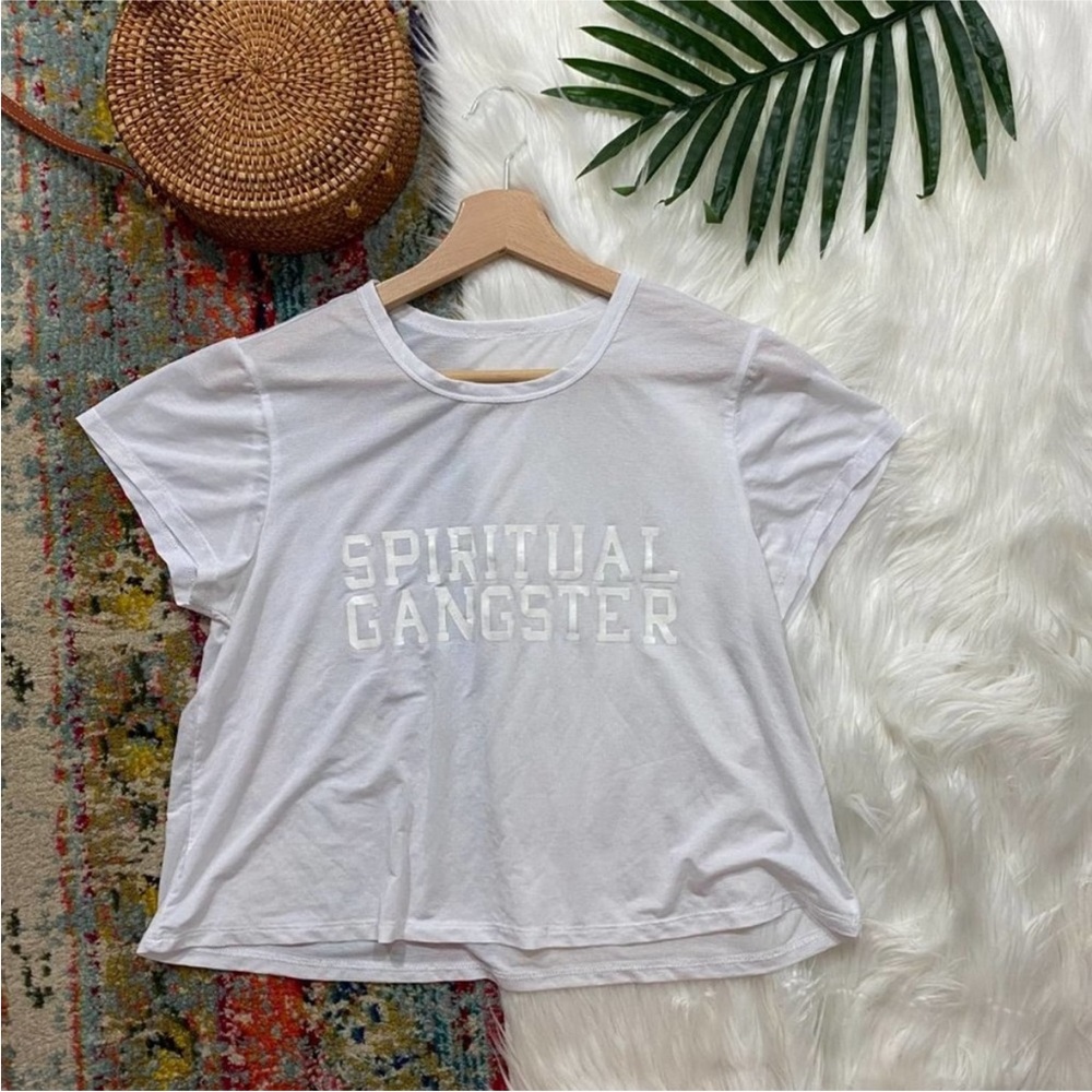 Spiritual Gangster Neutral White Cropped Graphic Tee T-Shirt Crop Top Small